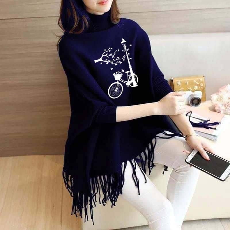 New Women's Bat-Wing Style Printed Fleece Poncho - Oshi.pk - Buy & Sell Online