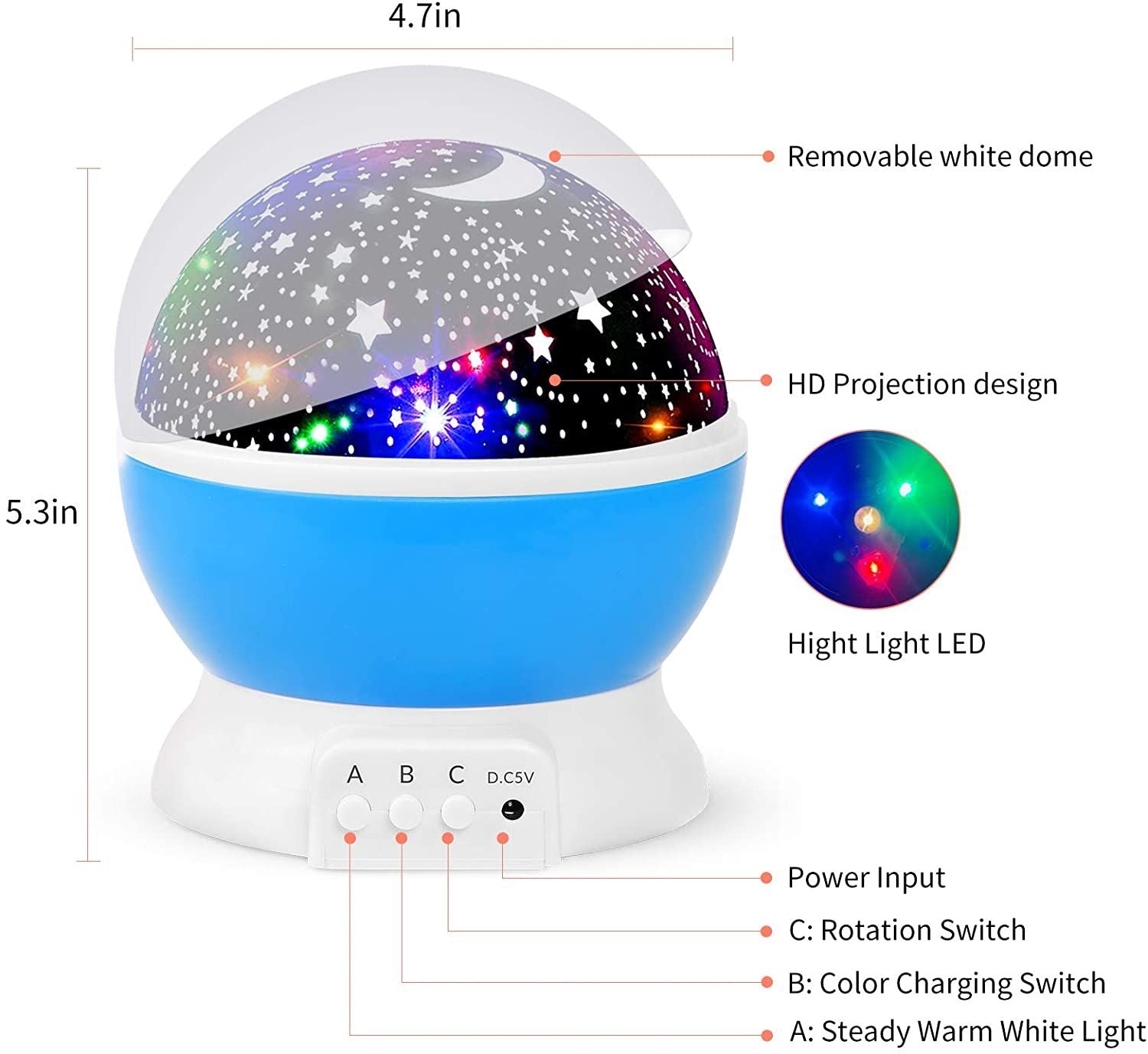 Night Light Star Lamp Starry Sky Projector Baby Light 360° Rotation LED Star Light Lamp Table Night Lamp Gift for Babies and Children - Oshi.pk - Buy & Sell Online