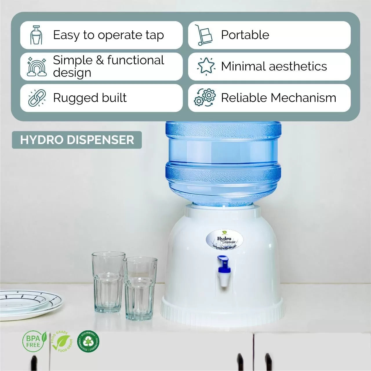 Non Electric Mini Water Dispenser Cooler BPA Free Non Electric Portable Water Dispenser For Daily Use 19 Ltr Bottle Holder Best For Kitchens - Oshi.pk - Buy & Sell Online
