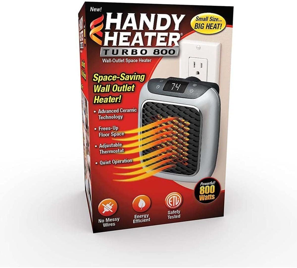 Ontel Handy Heater Turbo 800 Wall Outlet Small Space Heater with Adjustable Thermostat Programmable 12 Hour Timer Auto Shut Off Quiet Space Saving - Oshi.pk - Buy & Sell Online