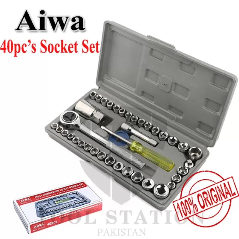 Original Aiwa 40 Piece Toolkit Tool kit Combination Socket Ratchet Wrench Set Tool Kit Toolkit Goti Set Ring Spanner Pana Set Screw Driver Bit Set Han - Oshi.pk - Buy & Sell Online