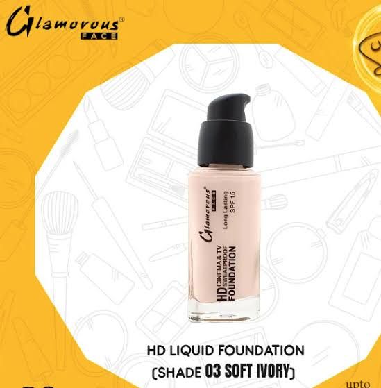 Original Glamorous Face HD Foundation Long Lasting Waterproof (Shade No 03 Soft Ivory) - Oshi.pk - Buy & Sell Online