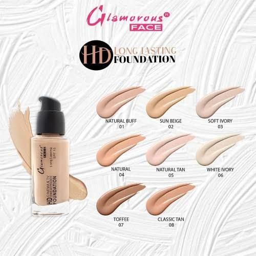 Original Glamorous Face HD Foundation Long Lasting Waterproof (Shade No 03 Soft Ivory) - Oshi.pk - Buy & Sell Online