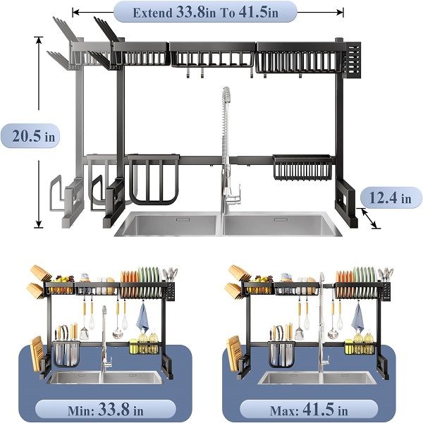 Over The Sink Dish Drying Rack Adjustable 85cm - Oshi.pk - Buy & Sell Online