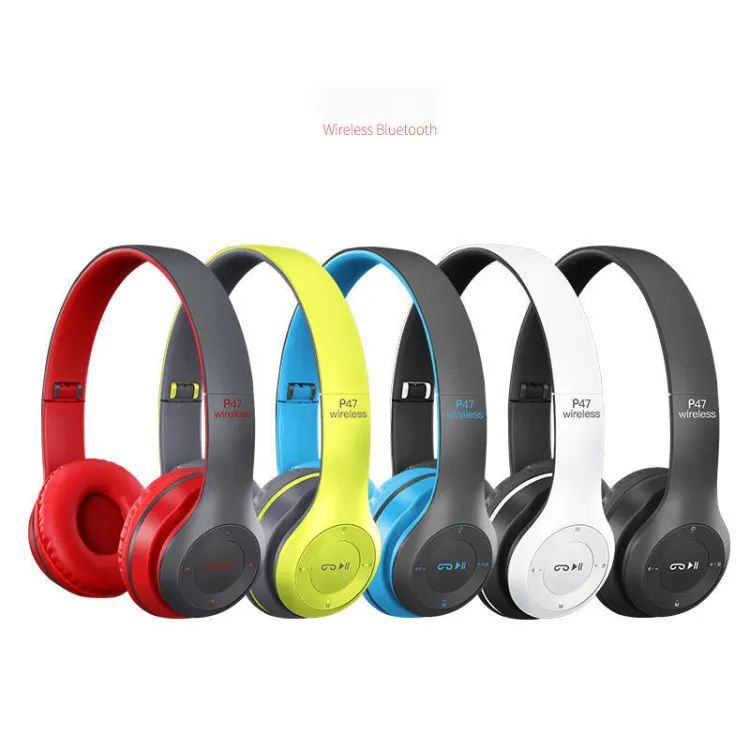 P47 Wireless Bluetooth Headphones Foldable Wireless Headphones 5.0 EDR With Mic Support FM Radio TF For PC TV Tablets Smart Phones/Aux Cable - Oshi.pk - Buy & Sell Online