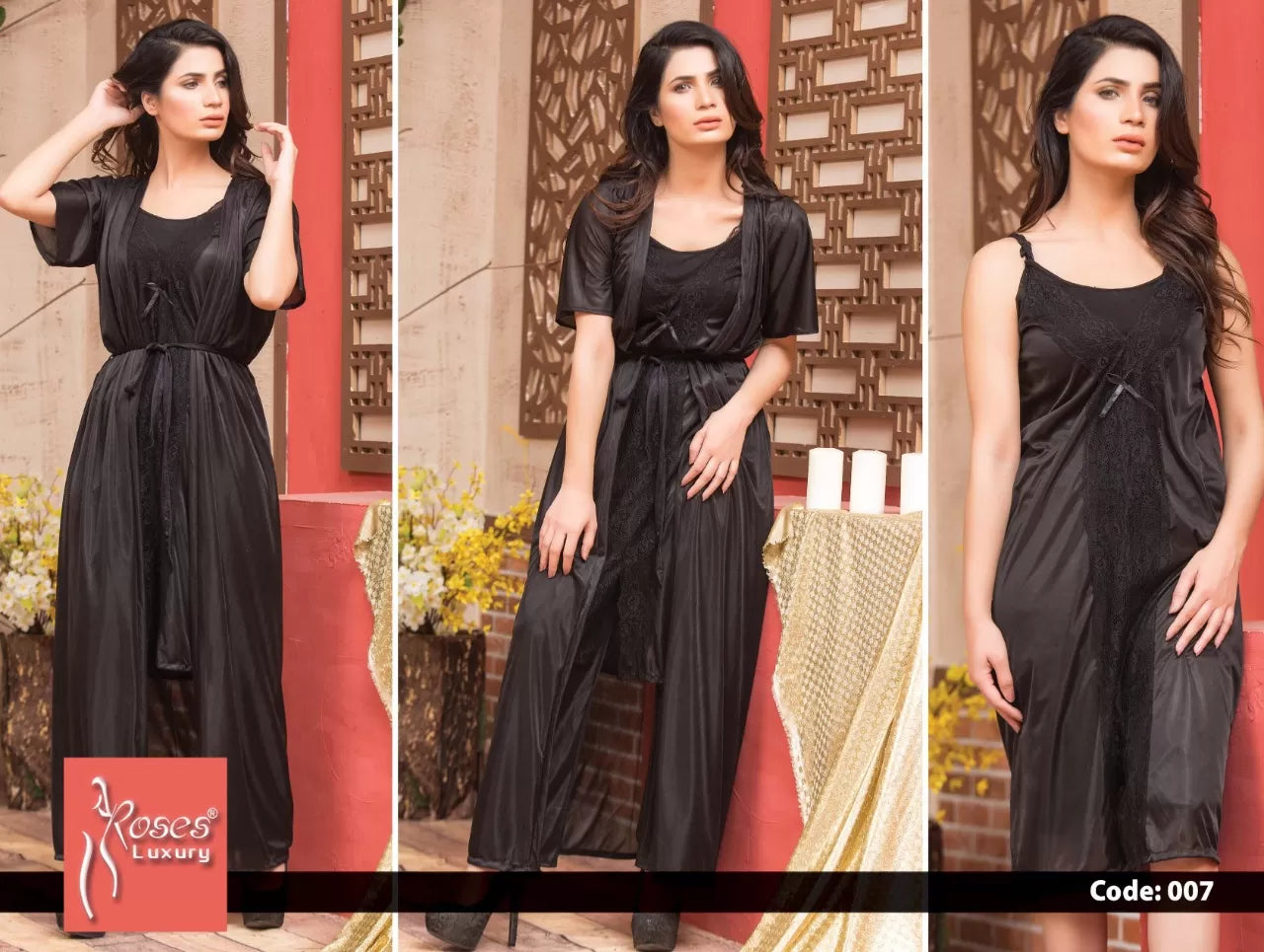 Pack of 1 - Silk Satin Nighty Suit For Women
