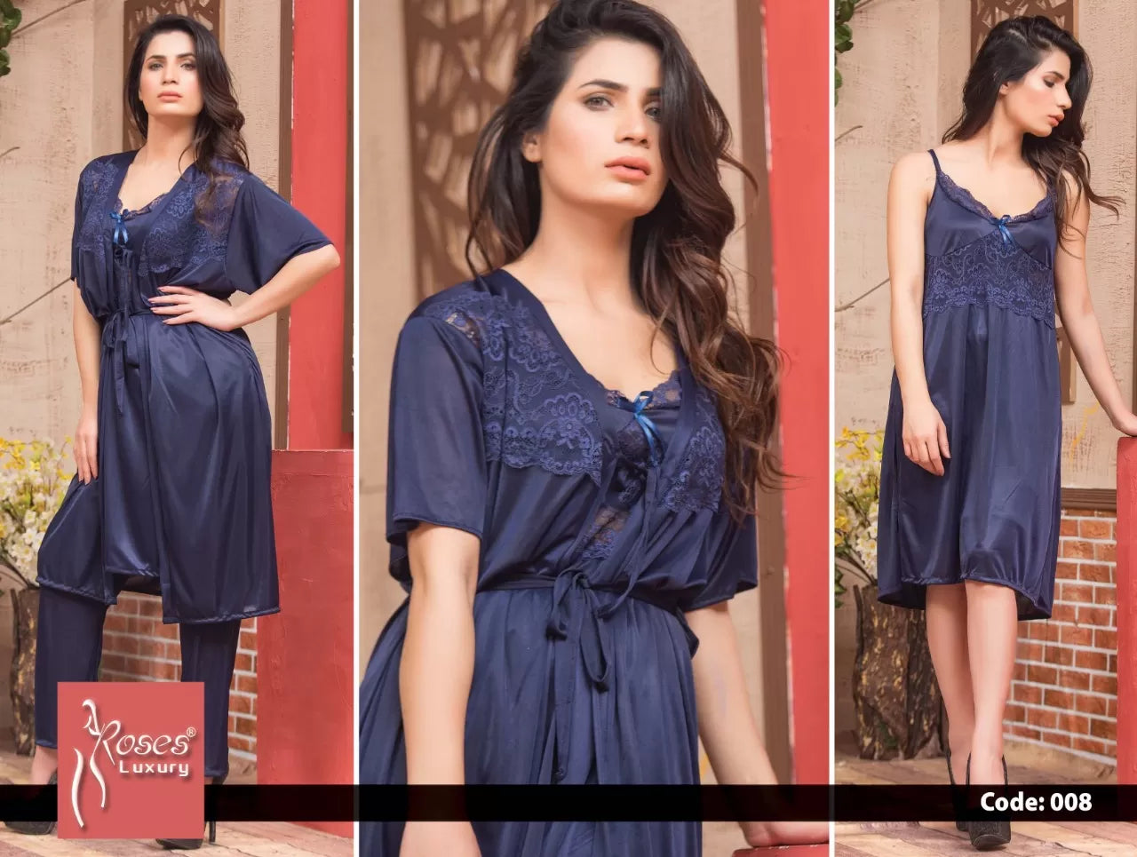 Pack of 1 - Silk Satin Nighty Suit For Women