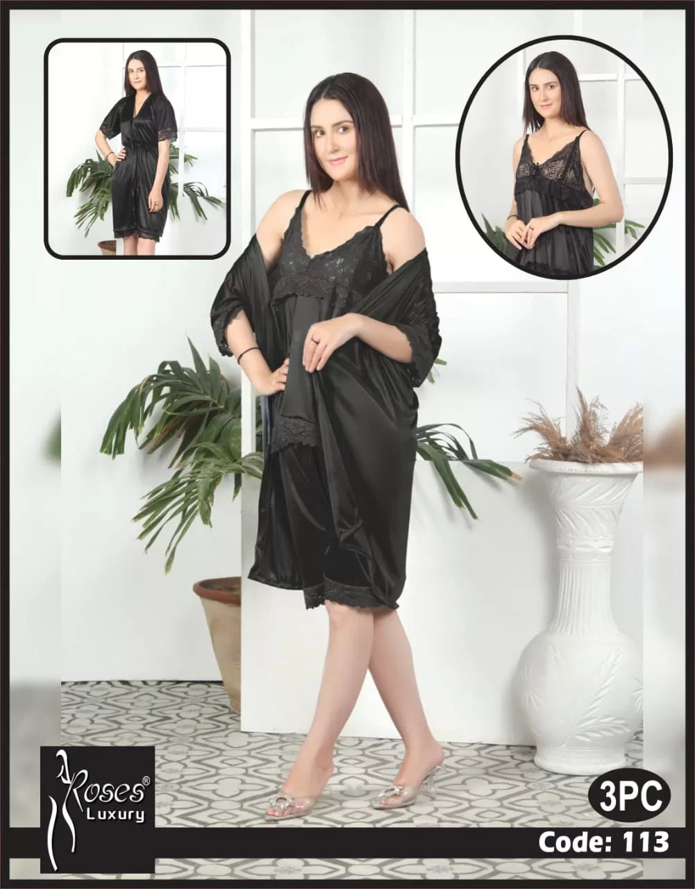 Pack of 1 - Silk Satin Nighty Suit For Women