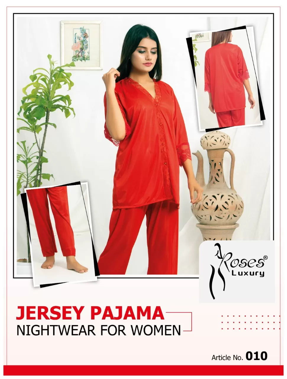Pack of 1 - Silk Satin Nighty Suit For Women/Girls
