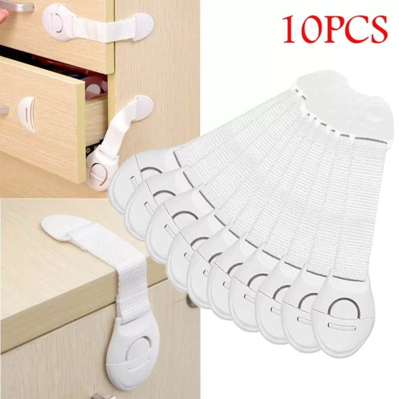 Pack of 10 - Kids Baby Safety Locks Plastic Children Care Protection Locks For Drawer Cabinet Door Cupboard Window Refrigerator For Baby Safety and Se - Oshi.pk - Buy & Sell Online
