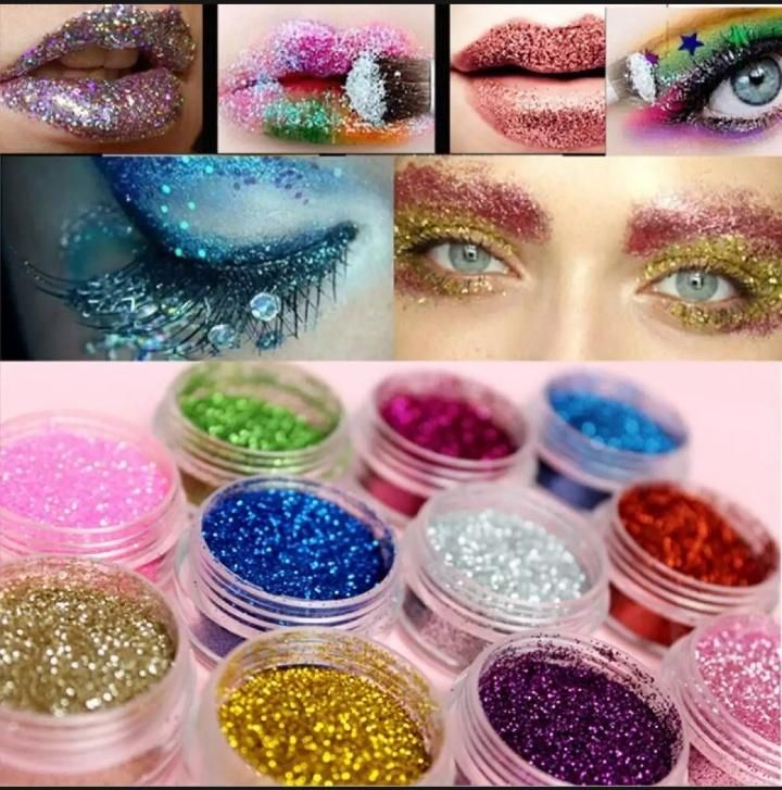 Pack Of 12 - Dusty Glitter Eyeshadows super festival makeup shimmer and shine face jewels Make up Cosmetics pigment body face & eye Shadow - Oshi.pk - Buy & Sell Online