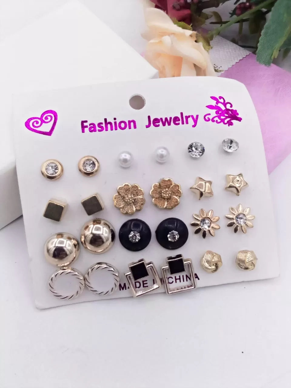 Pack Of 12 - Earrings Tops Fashion Women trendy stylish girls Earring - Oshi.pk - Buy & Sell Online
