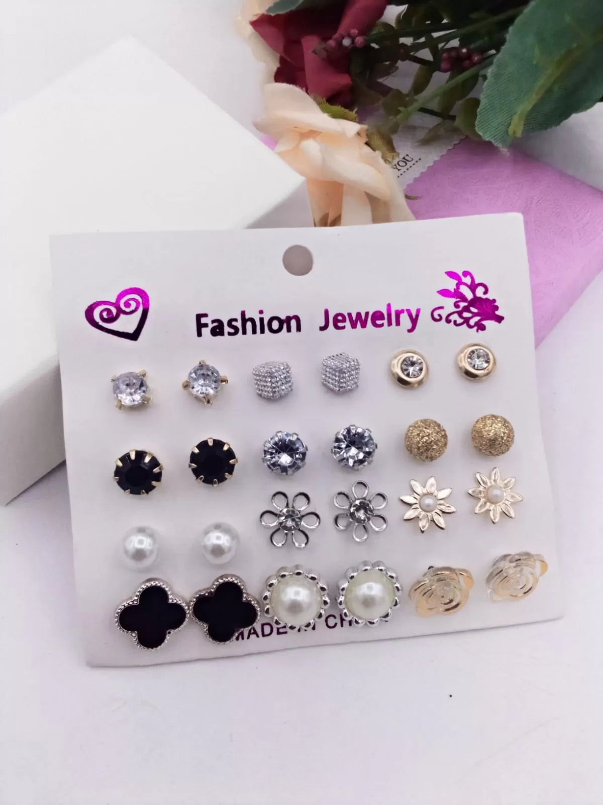 Pack Of 12 - Earrings Tops Fashion Women trendy stylish girls Earring - Oshi.pk - Buy & Sell Online