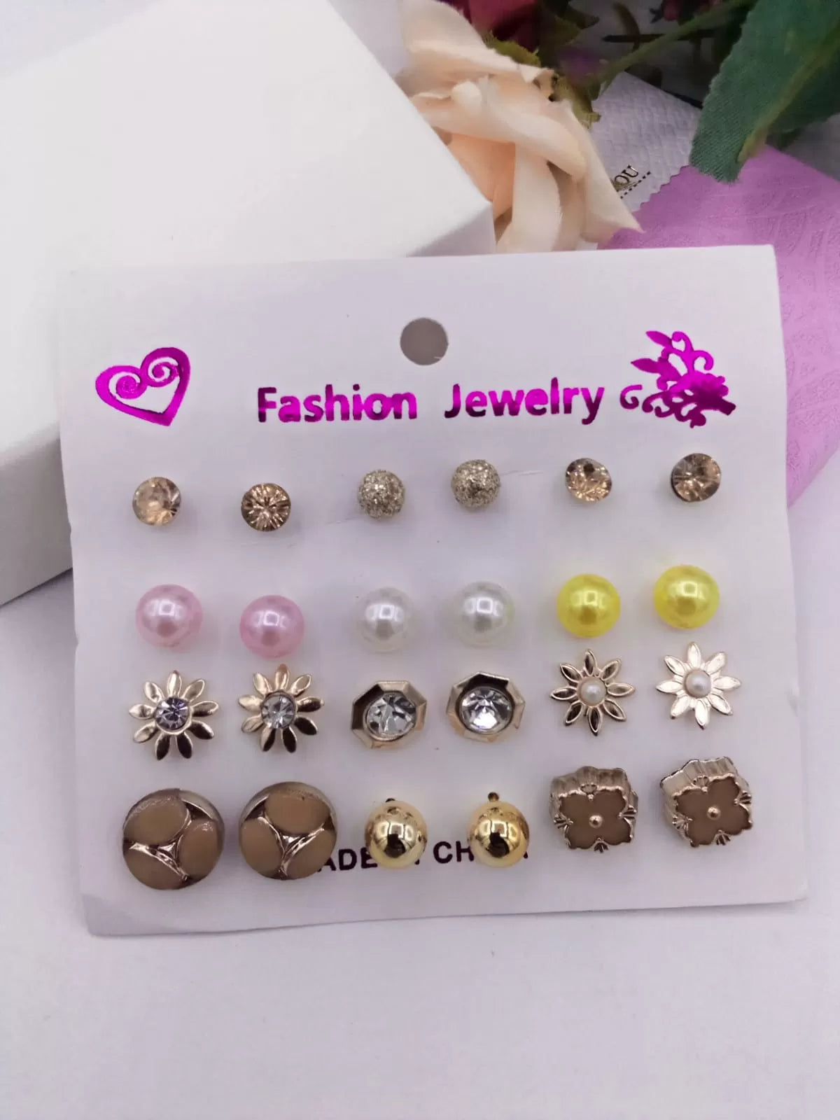 Pack Of 12 - Earrings Tops Fashion Women trendy stylish girls Earring - Oshi.pk - Buy & Sell Online
