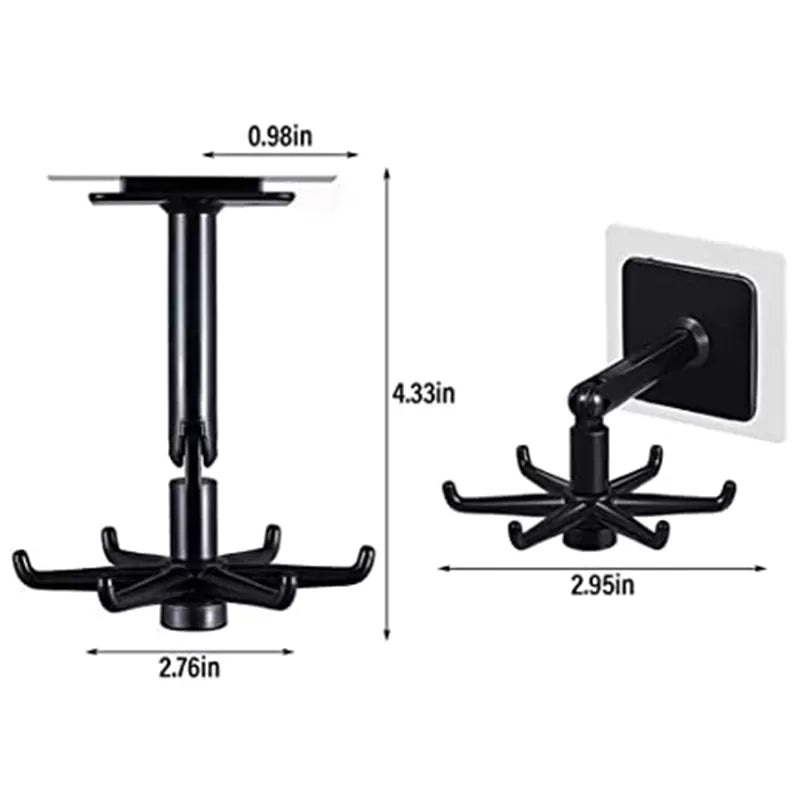 PACK OF 2 - 365Home Hanging Utensil Holder Hooks Kitchen Utensil Hanger Wall Mount 360 Degrees Rotating Folding Hook Self Adhesive Hookwith 6 Hooks - Oshi.pk - Buy & Sell Online