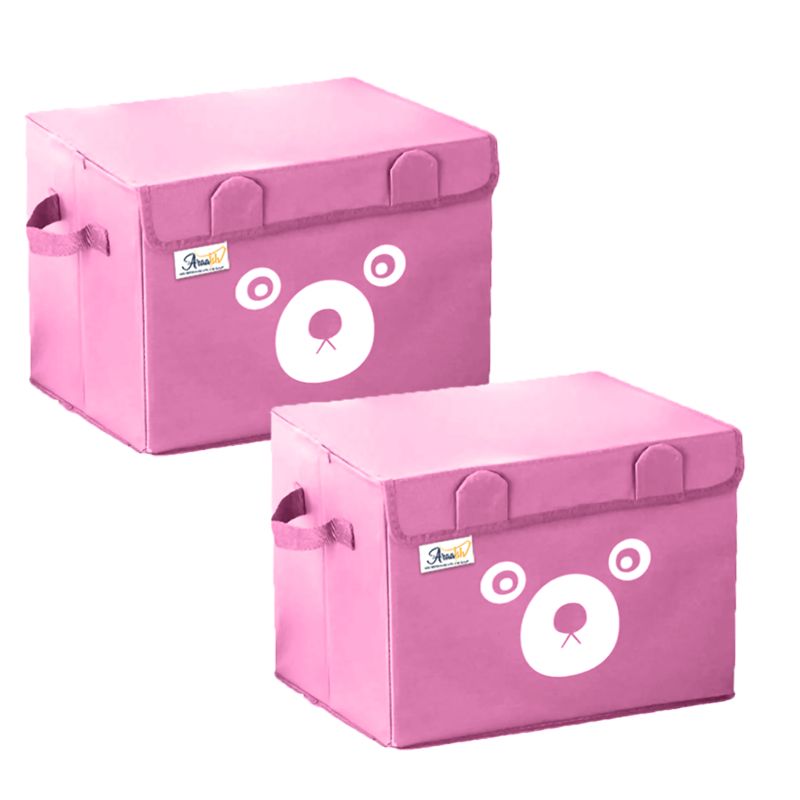 Pack of 2 - Medium Foldable Cute Bear Oxford Cloth Storage Box Medium Square Storage Boxes For Home Bedroom Fabric Clothing Toys CD Organizer Case - Oshi.pk - Buy & Sell Online