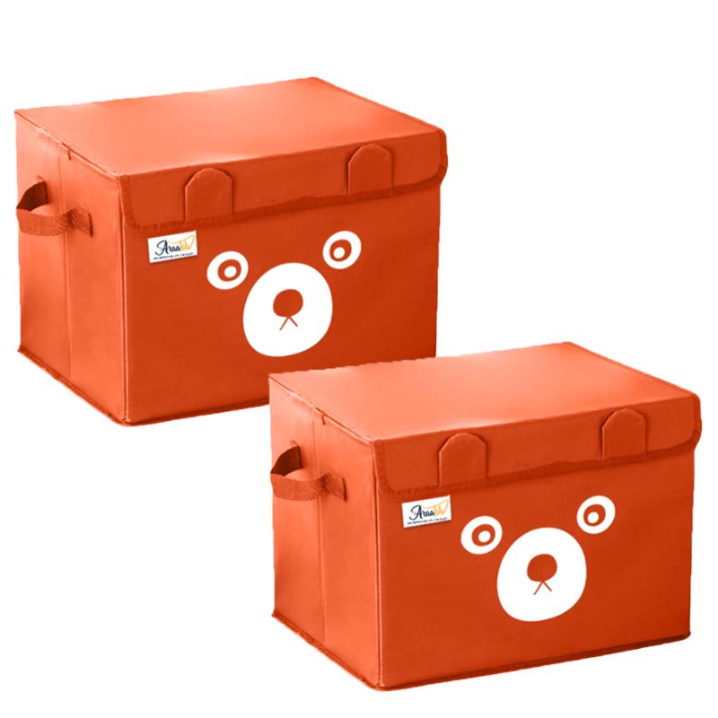 Pack of 2 - Medium Foldable Cute Bear Oxford Cloth Storage Box Medium Square Storage Boxes For Home Bedroom Fabric Clothing Toys CD Organizer Case - Oshi.pk - Buy & Sell Online