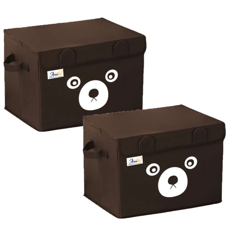 Pack of 2 - Medium Foldable Cute Bear Oxford Cloth Storage Box Medium Square Storage Boxes For Home Bedroom Fabric Clothing Toys CD Organizer Case - Oshi.pk - Buy & Sell Online