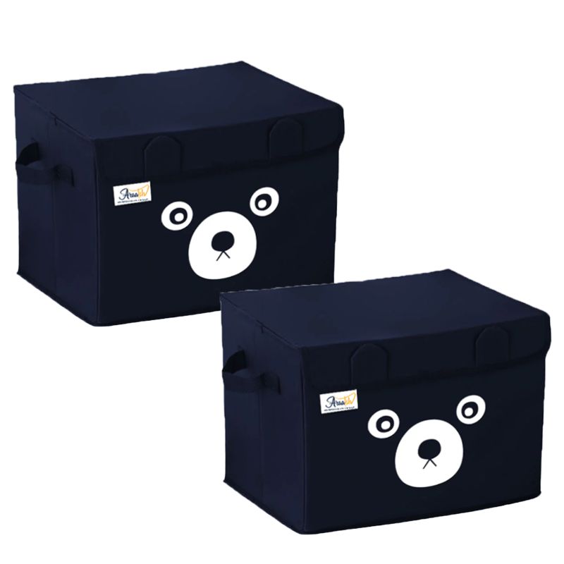 Pack of 2 - Medium Foldable Cute Bear Oxford Cloth Storage Box Medium Square Storage Boxes For Home Bedroom Fabric Clothing Toys CD Organizer Case - Oshi.pk - Buy & Sell Online