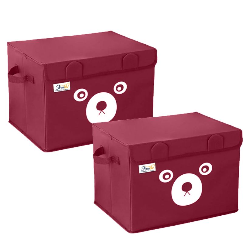 Pack of 2 - Large Foldable Cute Bear Oxford Cloth Storage Box Square Storage Boxes For Home Bedroom Fabric Clothing Toys CD Organizer Case - Oshi.pk - Buy & Sell Online
