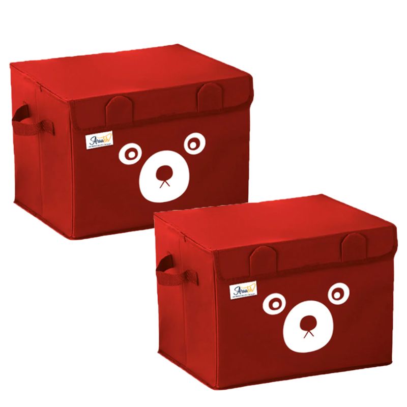 Pack of 2 - Large Foldable Cute Bear Oxford Cloth Storage Box Square Storage Boxes For Home Bedroom Fabric Clothing Toys CD Organizer Case - Oshi.pk - Buy & Sell Online