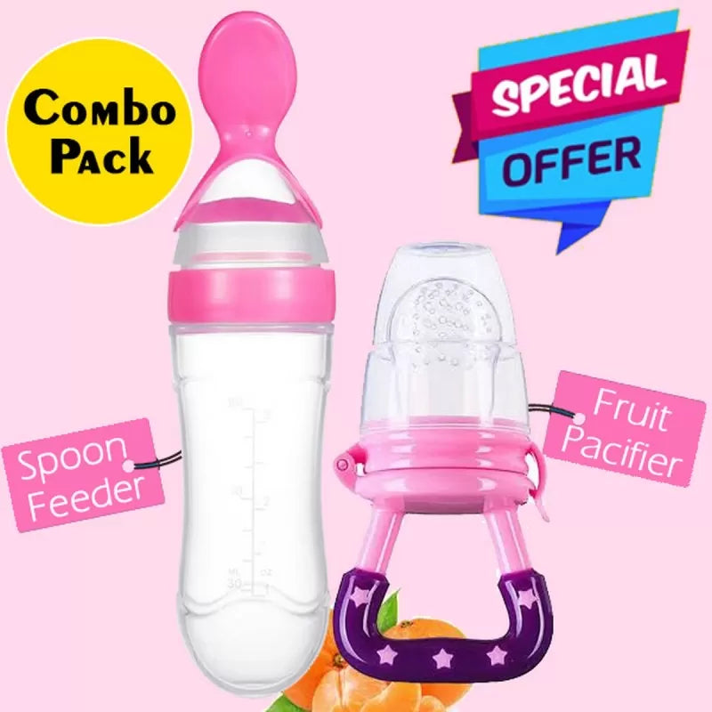 Pack Of 2 Baby Silicone Squeeze Spoon Feeder, Baby Fruit Pacifier - Feeder with Spoon - Spoon bottle Feeder - Spoon Feeder Silicone with pacifier - Oshi.pk - Buy & Sell Online
