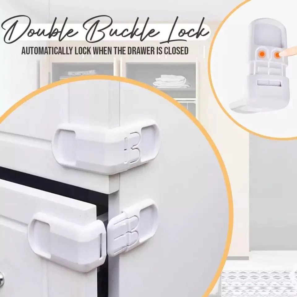 Pack of 2 Right Angle Safety Lock for Drawers / Showcase / Single door cabinets Desks Anti Pinch Lock - Oshi.pk - Buy & Sell Online