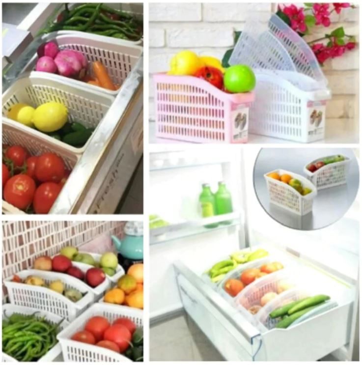 Pack of 3 Fridge Organizer Fruit Basket Fridge Storage Organizer Kitchen Organizer Plastic Basket Fruits Veg - Oshi.pk - Buy & Sell Online