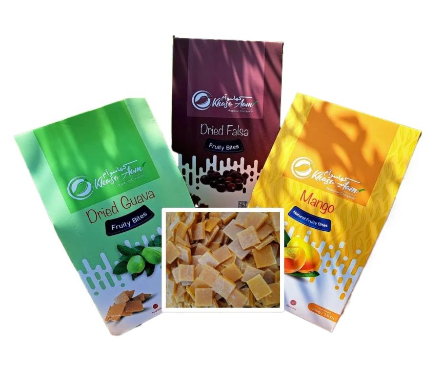 Pack of 3 Khaso Aam Mango Falsa Guava Flavor 100 Gm, 100% Natural Dried Fruit Candy Premium Guava Fruit Bar, Aam Papad Mango Candy Falsa Pulp Jelly - Oshi.pk - Buy & Sell Online
