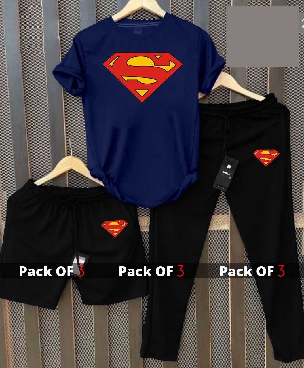 Pack of 3 Printed Superman Tshirt Trouser and Short - Oshi.pk - Buy & Sell Online