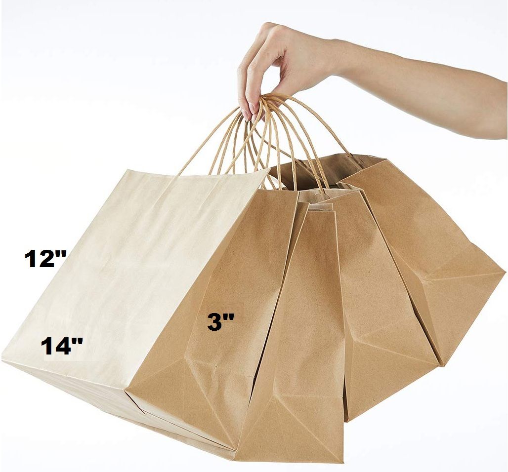 Pack of 40 Paper Bags 12 X 14 X 3 Gift Bags, Party Bags, Shopping Bags, Kraft Bags, Retail Bags, Merchandise Bags, Brown Paper Bags Handle 110gsm - Oshi.pk - Buy & Sell Online