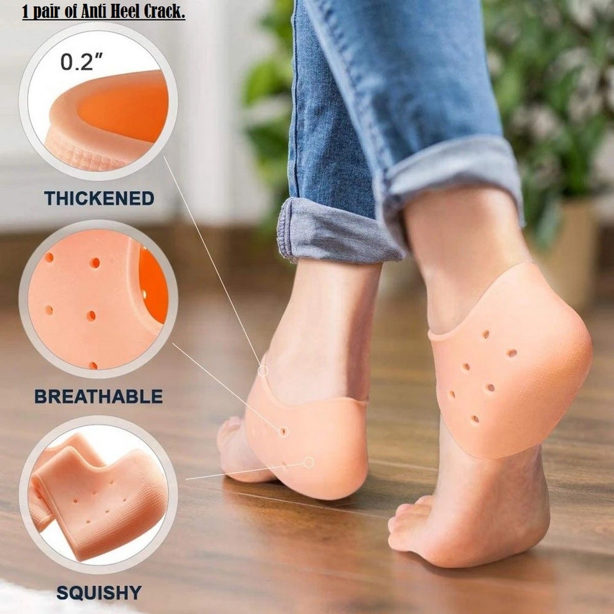 PACK of 3 PAIR Silicone Gel Heel Pad Socks for Pain Relief and anti crack with Forefoot Cushion Pain Relief Silicone Gel Half Heel Fore foot Pads - Oshi.pk - Buy & Sell Online