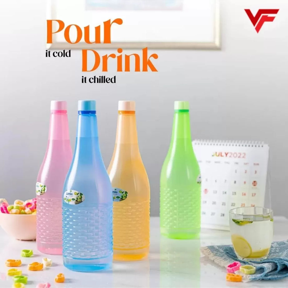 Pack Of 4 Plastic Jumbo Water Bottles Super Cool Water Drink Bottles Fridge And Refrigerator Water Bottles High Quality Multi Color 1.2 Ltr Each - Oshi.pk - Buy & Sell Online
