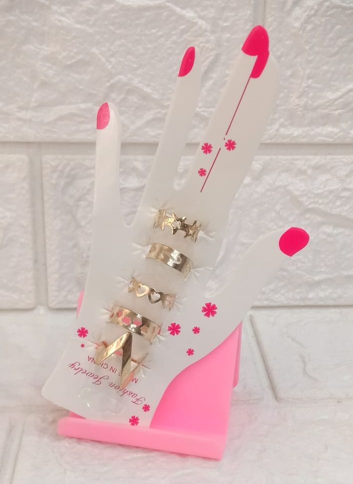 Pack of 5 - Golden Stainless Adjustable Rings For Girls - Adjustable - Oshi.pk - Buy & Sell Online