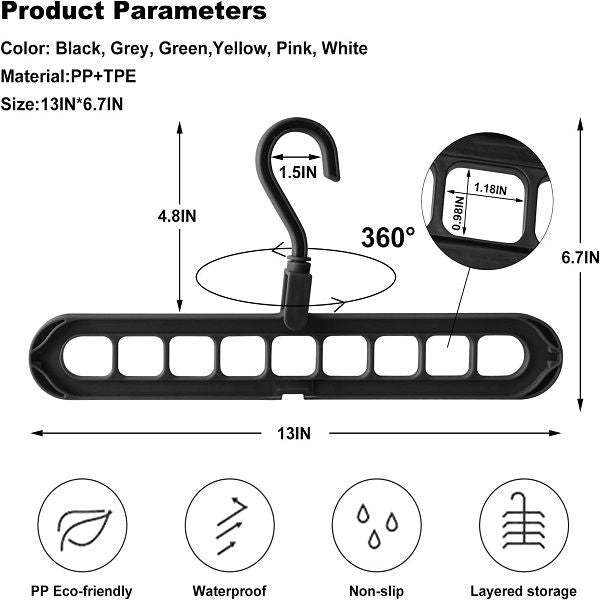 Pack of 6 Multifunctional Organizer Magic Space Saving Hangers with 9 Holes Storage - Oshi.pk - Buy & Sell Online