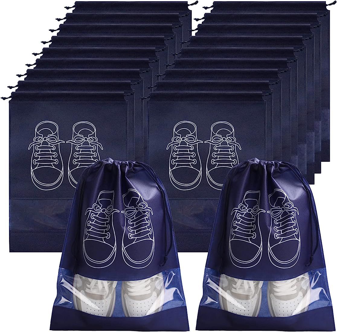 Pack of 6 Shoe Bags for Travel Dust-proof Clear Window Non-Woven with Rope packing luggage suitcase Pouch Storage Organizer for Men and Women - Oshi.pk - Buy & Sell Online