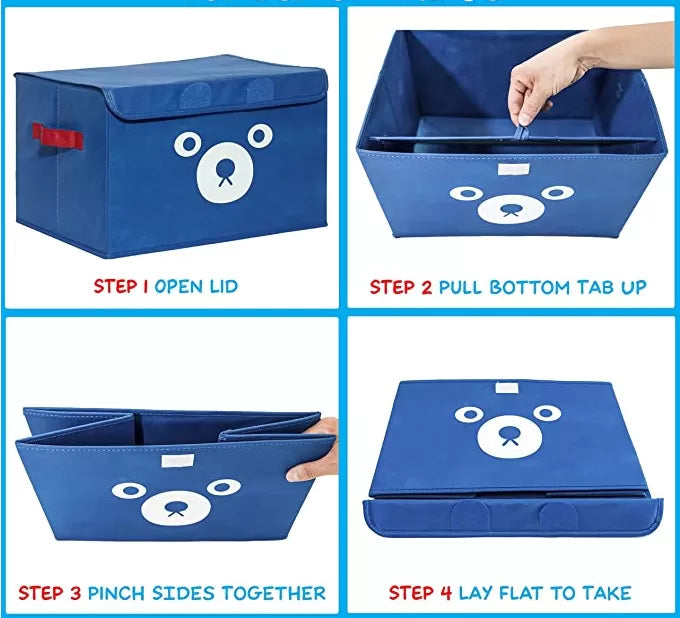 Panda. Toy Storage Chest Box for Kids and Babies – Collapsible Organizer Bin for Boys & Girls with Flip Lid – Gift Baskets for Small Toys, Stuffed A