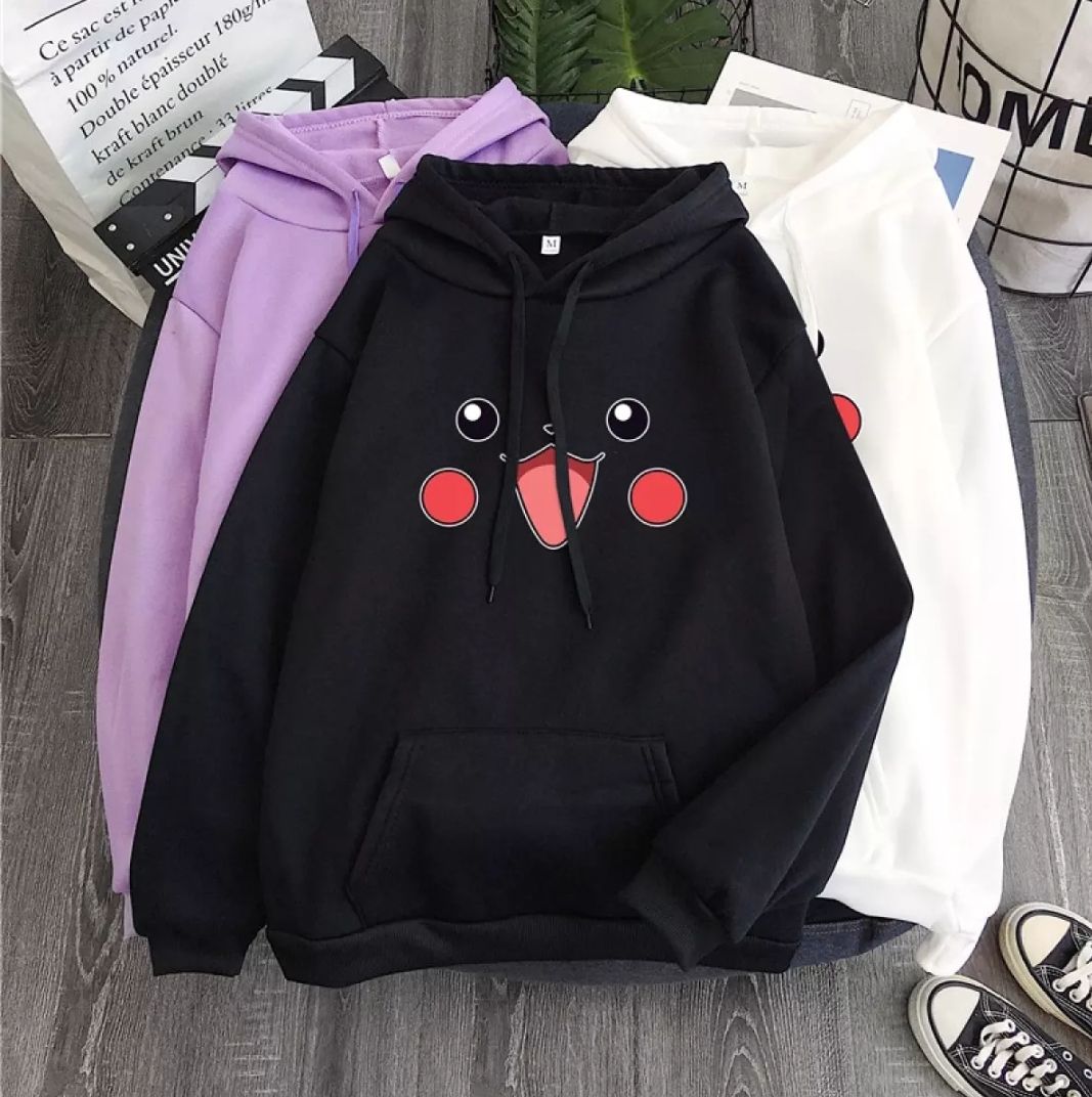 Pichachu Character Printed Pullover Black Hoodie for women - Oshi.pk - Buy & Sell Online