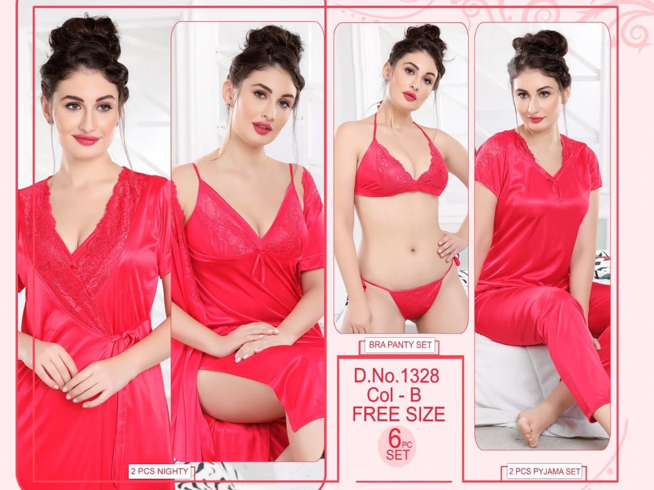 Pink Imported Bridal Nighty 6 pcs Pack - Oshi.pk - Buy & Sell Online