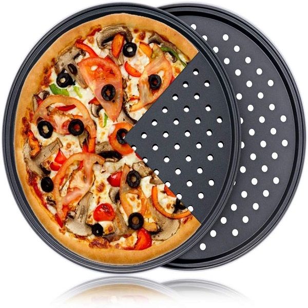Pizza Pan With Holes Carbon Steel Perforated Non Stick Tray - Oshi.pk - Buy & Sell Online