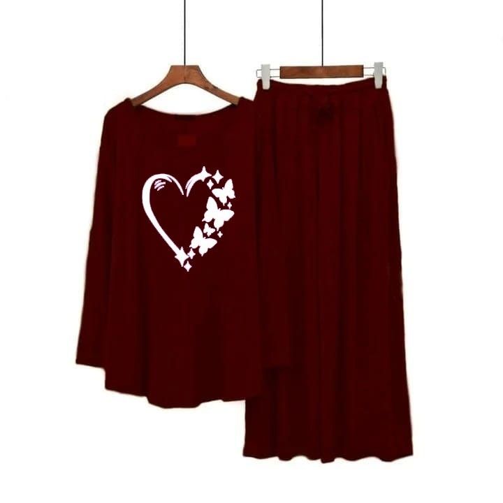 Printed Plazo Style Tshirt and Plazo Night Dress For Her - Oshi.pk - Buy & Sell Online