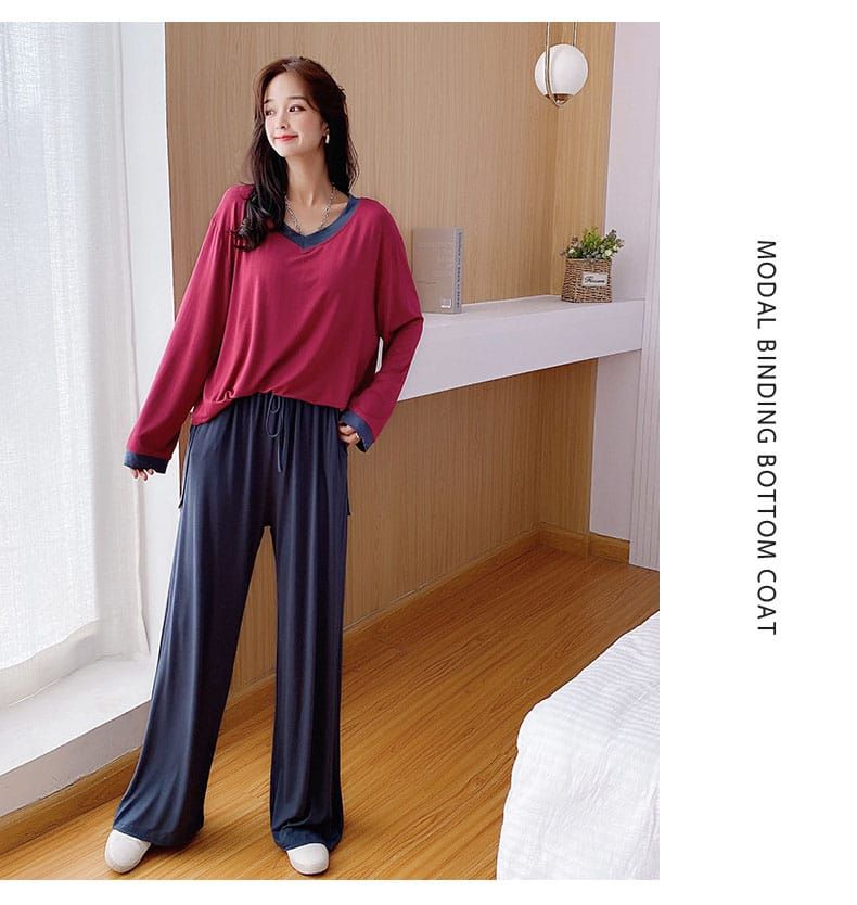 Plain V Neck Tshirt and Trouser Night Dress - Oshi.pk - Buy & Sell Online