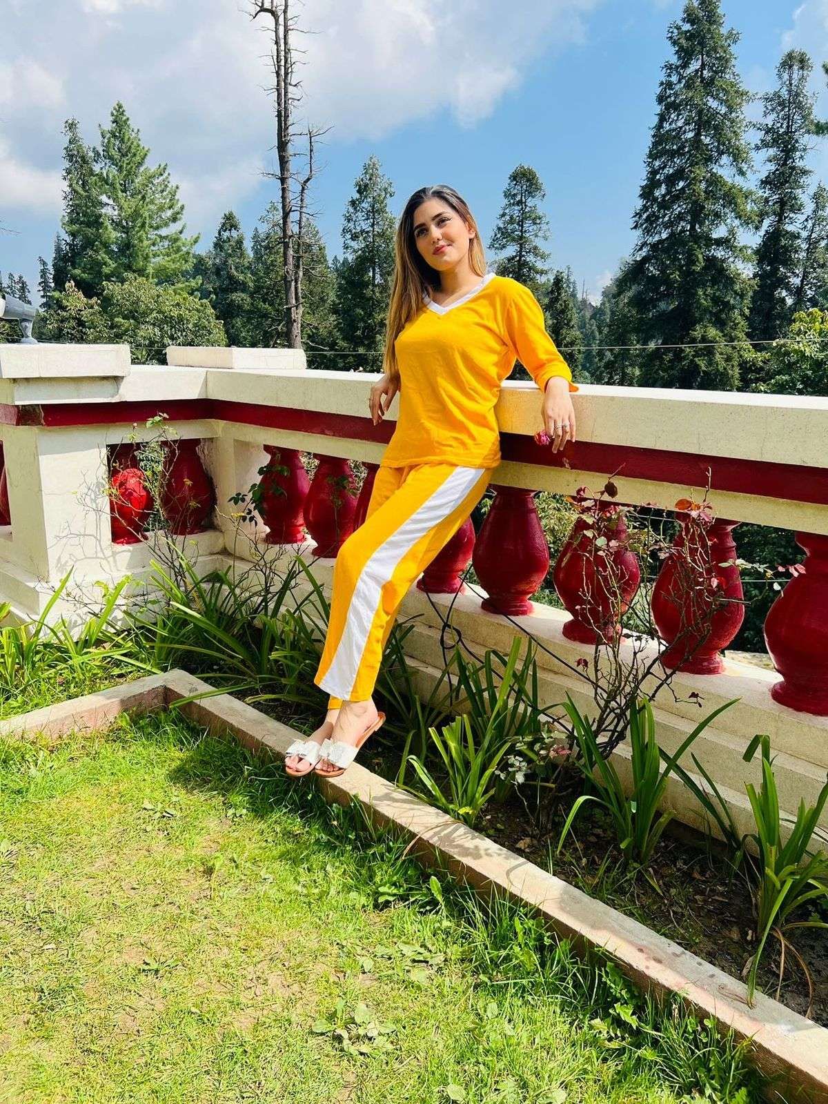 Yellow with White Pipen and Yellow with White Panel Pajama Full Sleeves Night Suit for Her - Oshi.pk - Buy & Sell Online