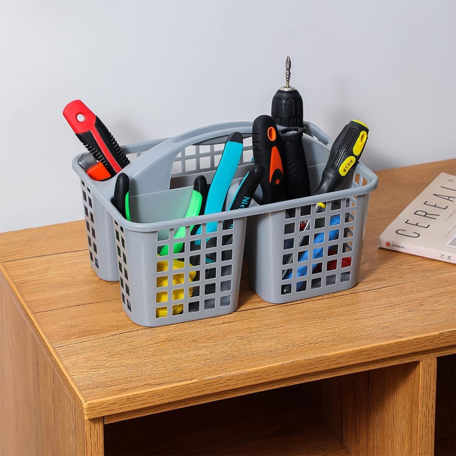 Plastic Bathroom Basket Kitchen Sink Basket Shower Caddy Basket with Compartments, Portable Divided Cleaning Product Storage Organizer with Handle - Oshi.pk - Buy & Sell Online