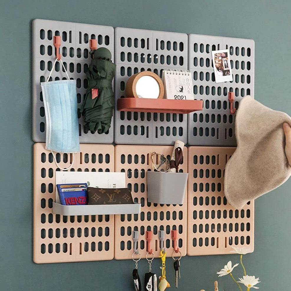 Plastic Pegboard Wall Organizer Kit 8 Pieces Accessories Combination Hanging Peg Board Wall for Kitchen Home - Oshi.pk - Buy & Sell Online