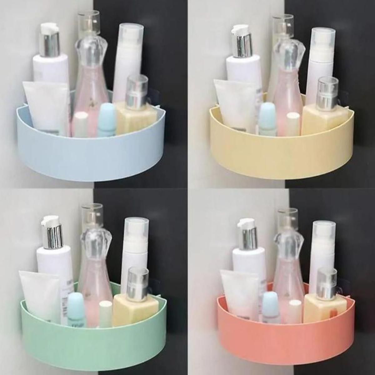 Plastic Wall Mount Triangle Shape Corner Shelf Basket Shower Caddy Rack Storage Shelves Shampoo Holder for Bathroom Kitchen - Oshi.pk - Buy & Sell Online