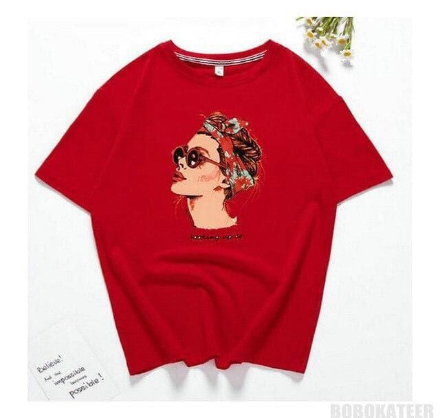 Red Pop Art sketch Printed T-Shirts for Girls & Women's - Oshi.pk - Buy & Sell Online