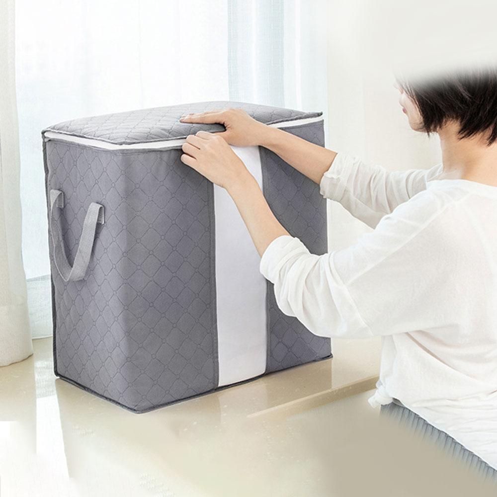 Portable Bamboo Charcoal Clothes Blanket Large Folding Bag Storage Box Organizer Pack of 8 - Oshi.pk - Buy & Sell Online