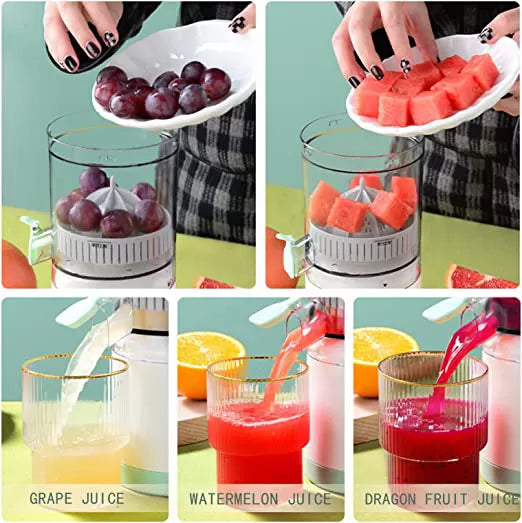 Portable Electric Citrus Juicer Rechargeable Hands-Free Masticating Orange Juicer Lemon Squeezer with USB and Cleaning Brush