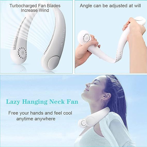 Portable Neck Fan, Hands Free Bladeless Wearable Personal Cooling Fan, USB Rechargeable, 3 Speeds Silent for traveling, camping, partying, cycling etc - Oshi.pk - Buy & Sell Online